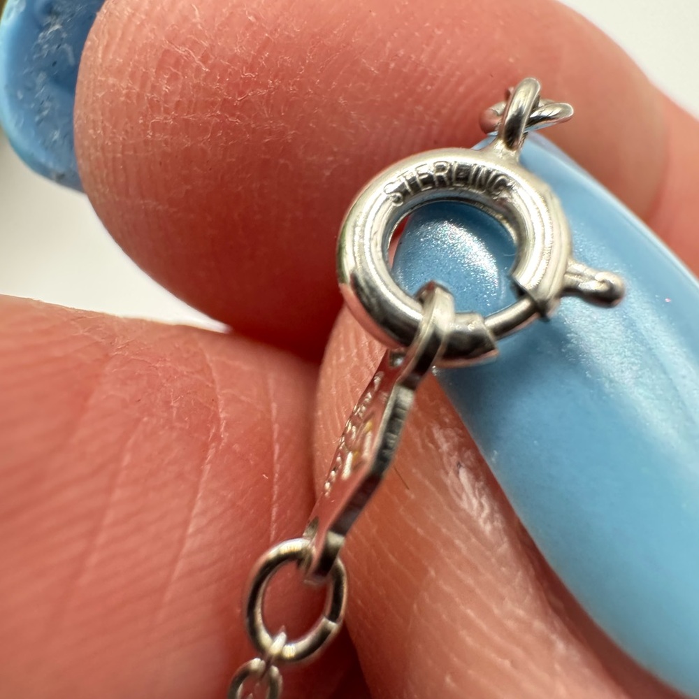 Lucas Lameth vintage stamped sterling and garnet pendant and chain, EUC. - Picture 7 of 7